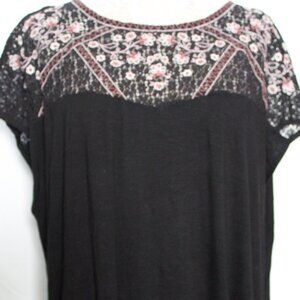 Torrid Soft Black Floral Cut Out Blouse Lightly Worn